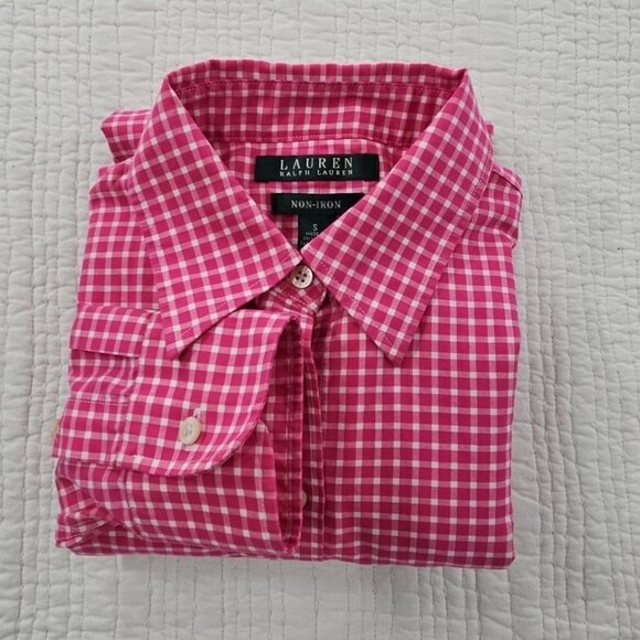 Lauren Ralph Lauren Green Label Shirt Women's Small Pink Check Long Sleeve EUC - Picture 16 of 16